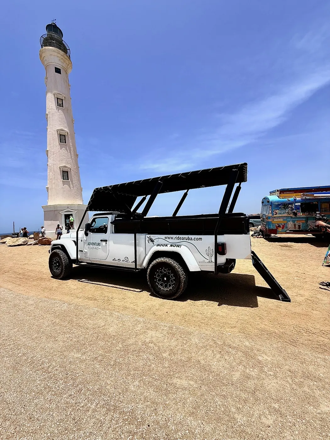 Adventure Safari jeep parked at the California Lighthouse